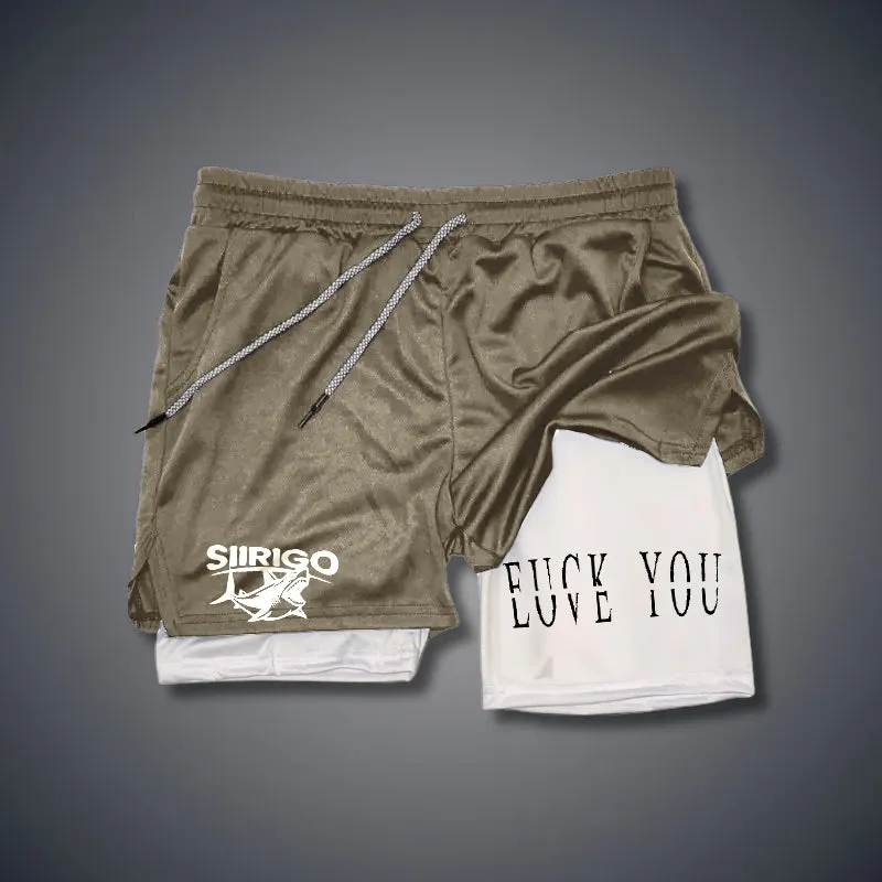 Love You Fk You 2 In 1 GYM PERFORMANCE SHORTS