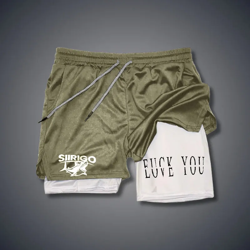 Love You Fk You 2 In 1 GYM PERFORMANCE SHORTS