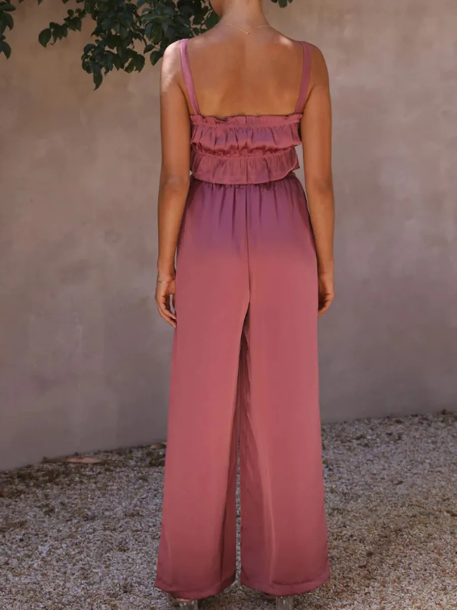 Madonna Satin Wide Leg Matching Sets - Pink