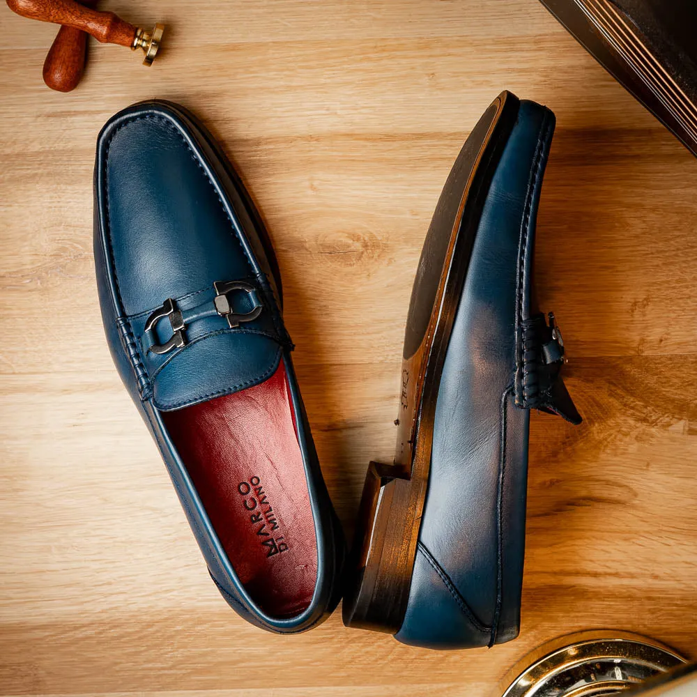 Marco Di Milano Cassarano in Navy Calf Leather Loafers