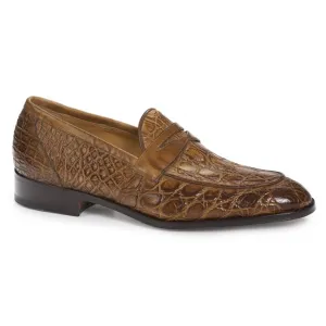 Mauri 4862 Tronto Crocodile & Calf Penny Loafers Brandy