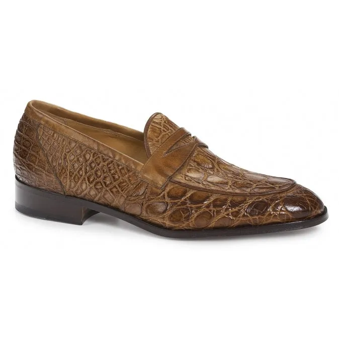 Mauri 4862 Tronto Crocodile & Calf Penny Loafers Brandy