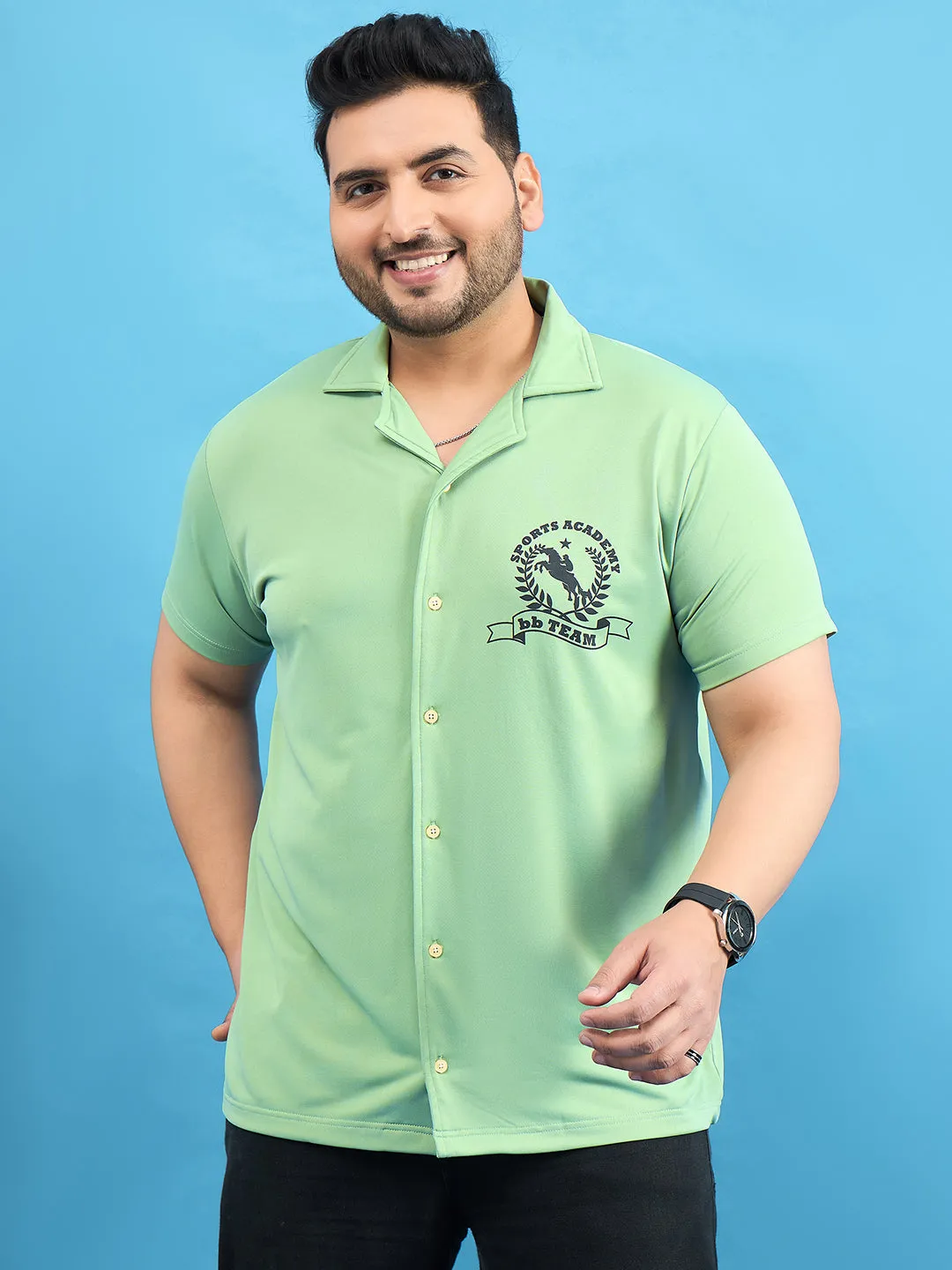Men Plus Size Proximo Green Solid Shirt