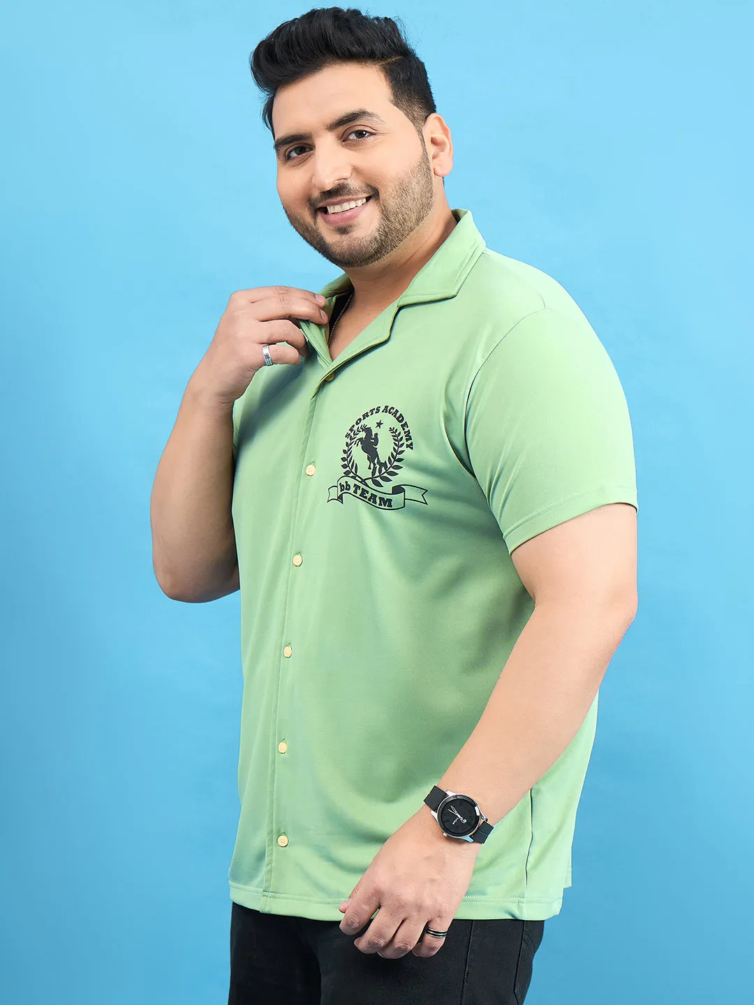Men Plus Size Proximo Green Solid Shirt