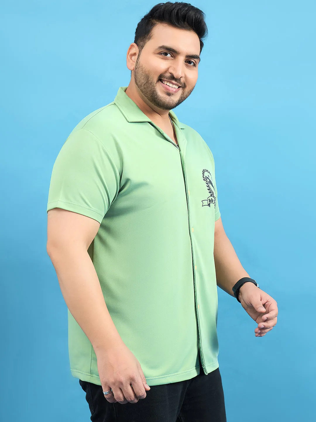 Men Plus Size Proximo Green Solid Shirt