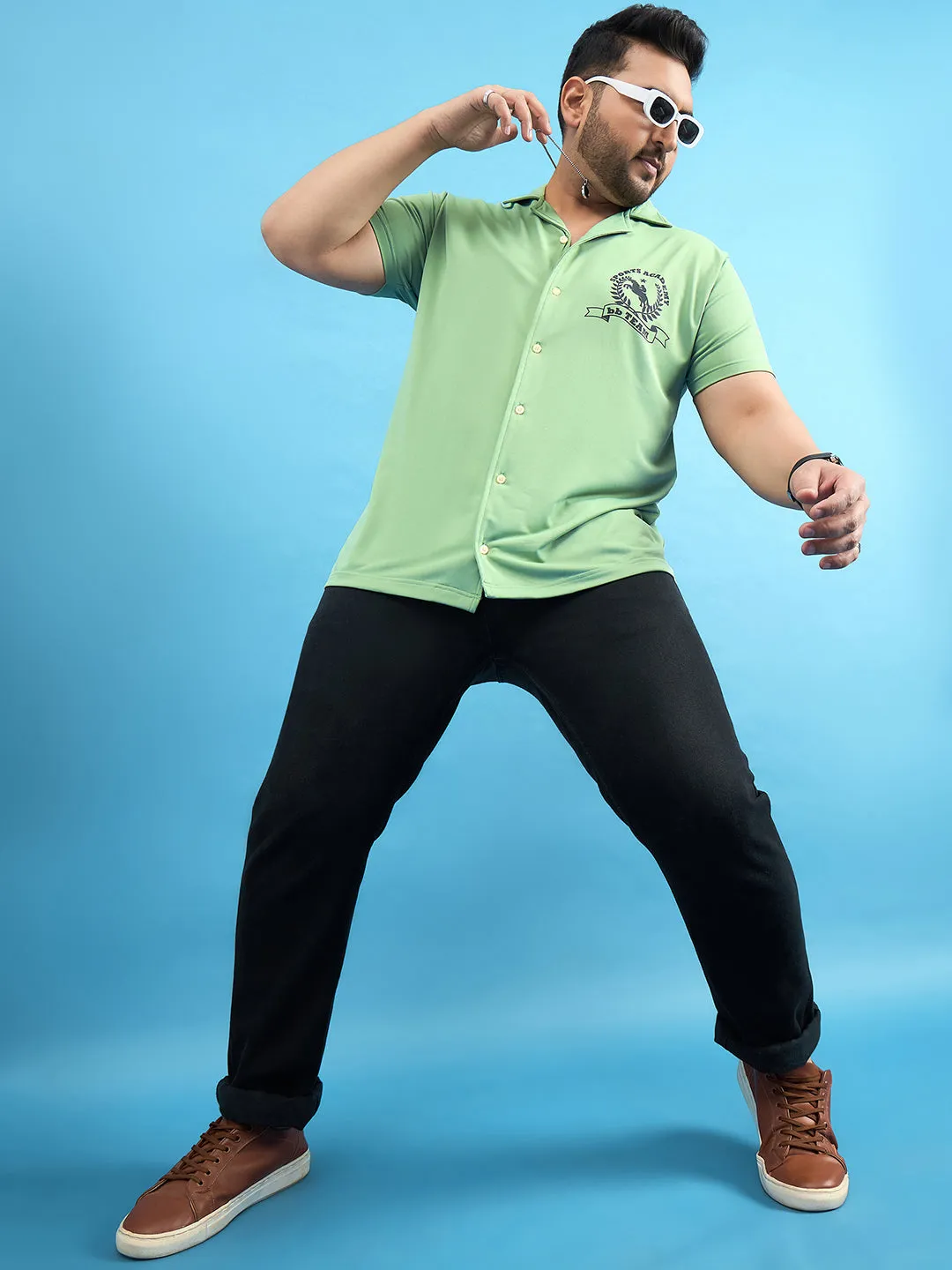 Men Plus Size Proximo Green Solid Shirt
