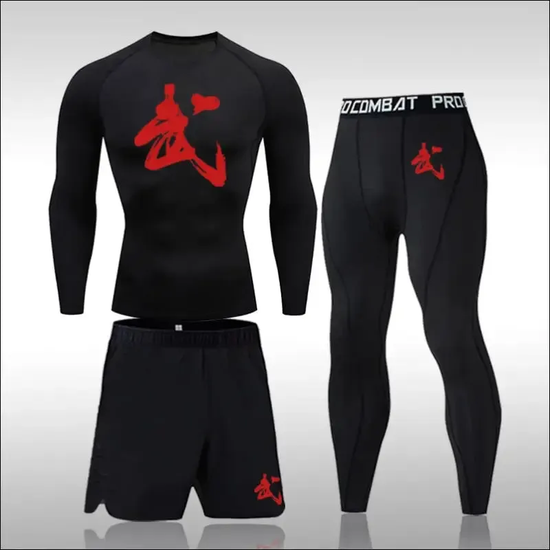 Men running sets compression sports suits skinny tights clothes gym fitness sportswear suits quick