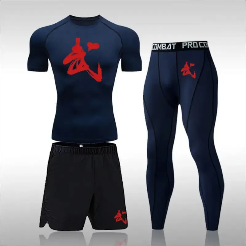 Men running sets compression sports suits skinny tights clothes gym fitness sportswear suits quick