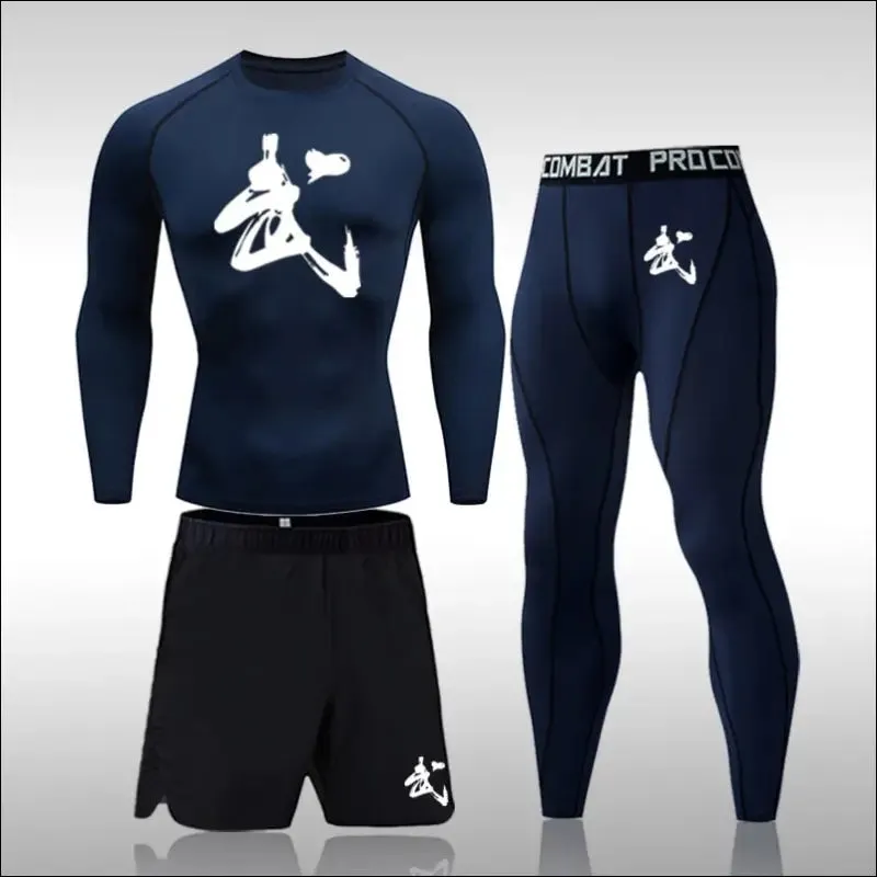 Men running sets compression sports suits skinny tights clothes gym fitness sportswear suits quick