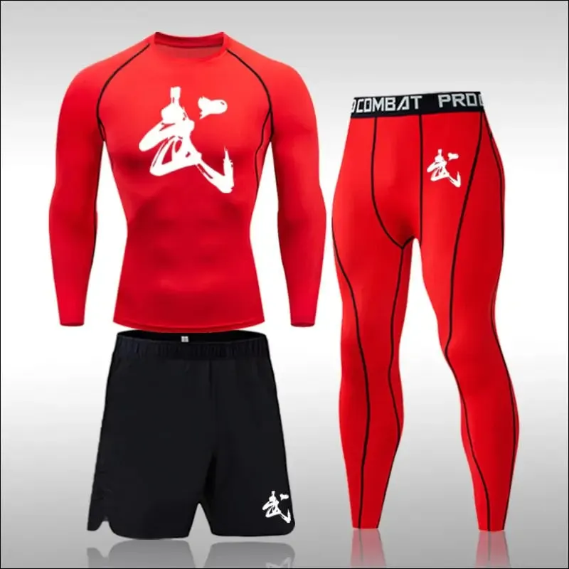 Men running sets compression sports suits skinny tights clothes gym fitness sportswear suits quick