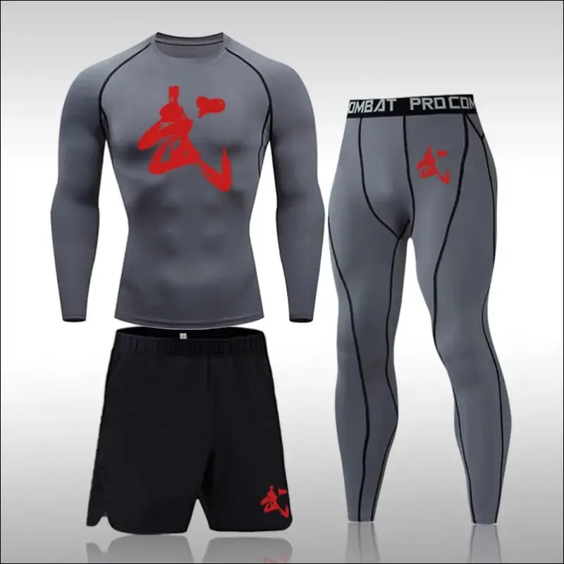 Men running sets compression sports suits skinny tights clothes gym fitness sportswear suits quick