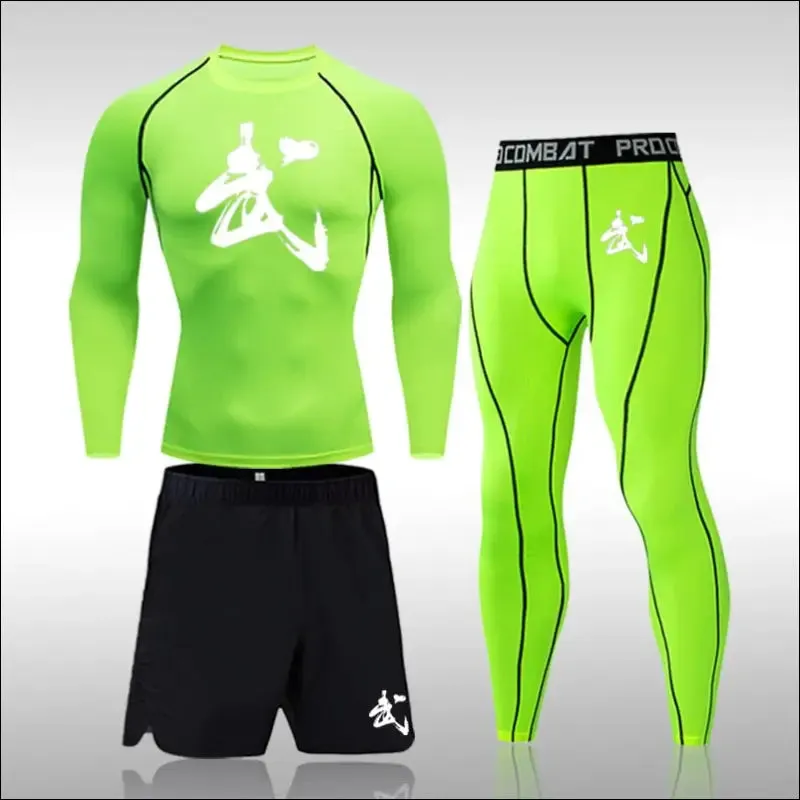 Men running sets compression sports suits skinny tights clothes gym fitness sportswear suits quick