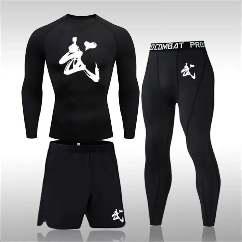 Men running sets compression sports suits skinny tights clothes gym fitness sportswear suits quick