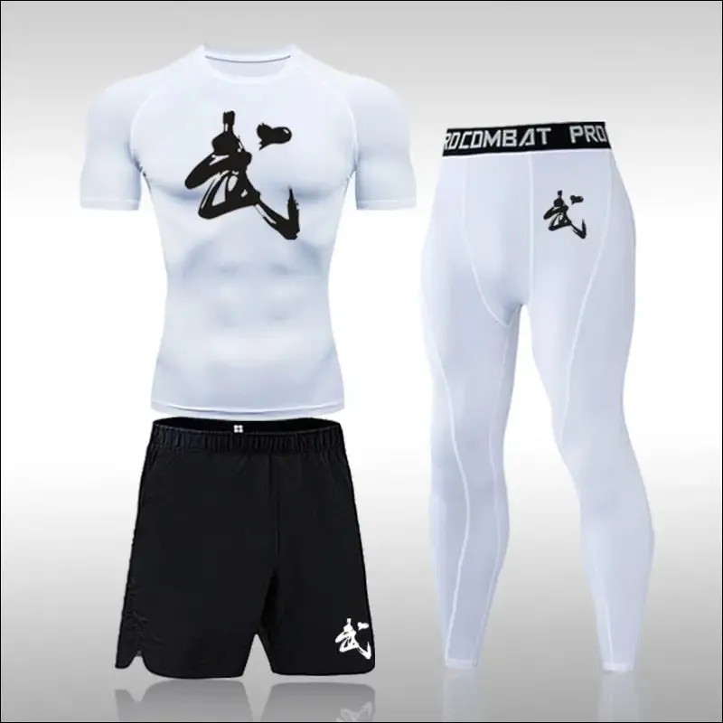 Men running sets compression sports suits skinny tights clothes gym fitness sportswear suits quick