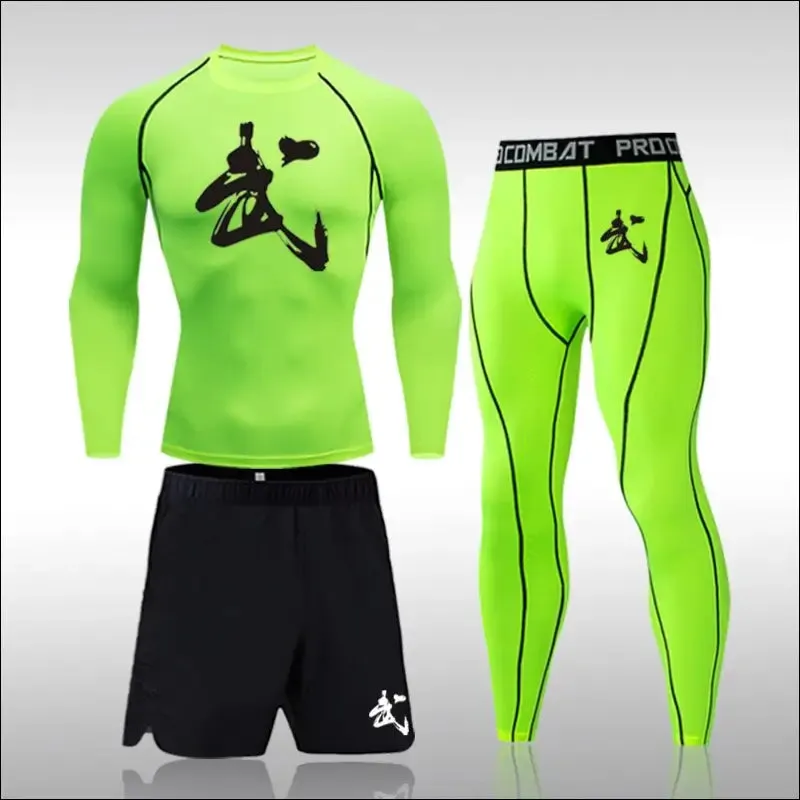 Men running sets compression sports suits skinny tights clothes gym fitness sportswear suits quick
