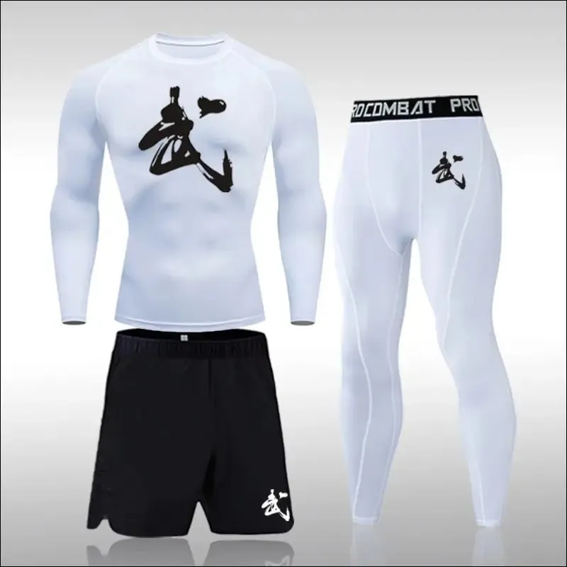 Men running sets compression sports suits skinny tights clothes gym fitness sportswear suits quick