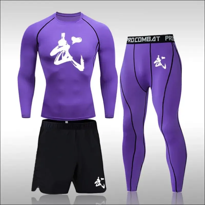 Men running sets compression sports suits skinny tights clothes gym fitness sportswear suits quick