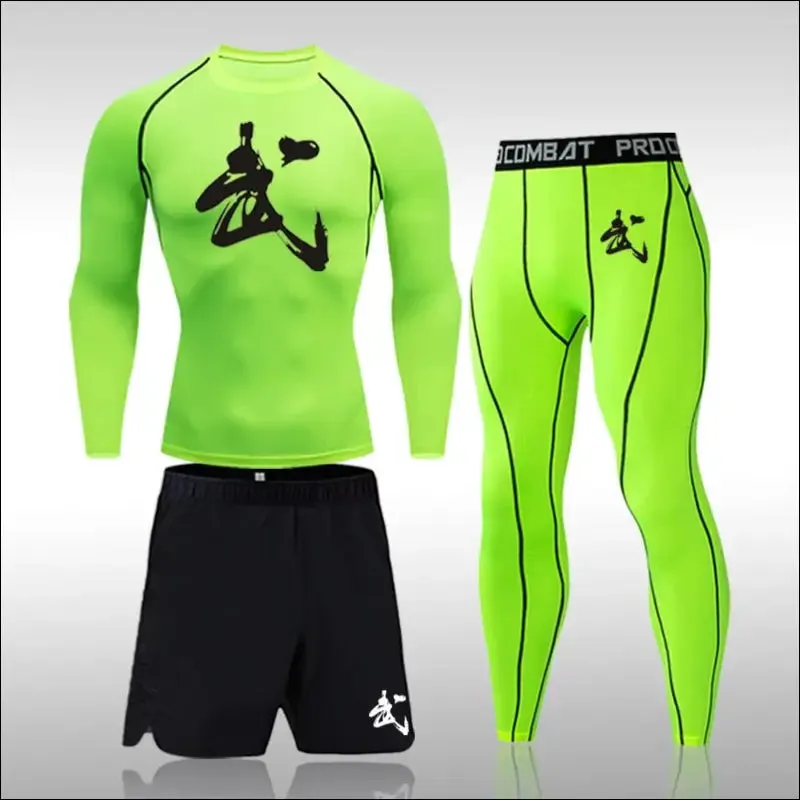 Men running sets compression sports suits skinny tights clothes gym fitness sportswear suits quick