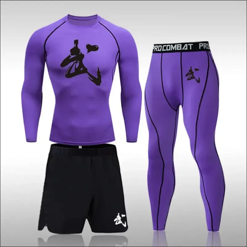 Men running sets compression sports suits skinny tights clothes gym fitness sportswear suits quick