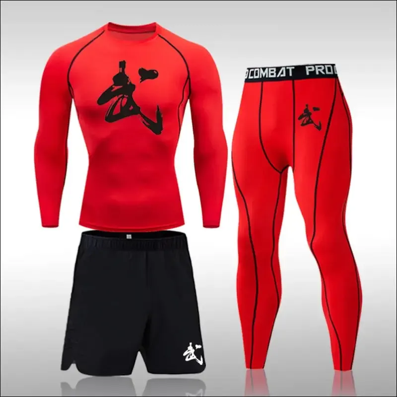 Men running sets compression sports suits skinny tights clothes gym fitness sportswear suits quick