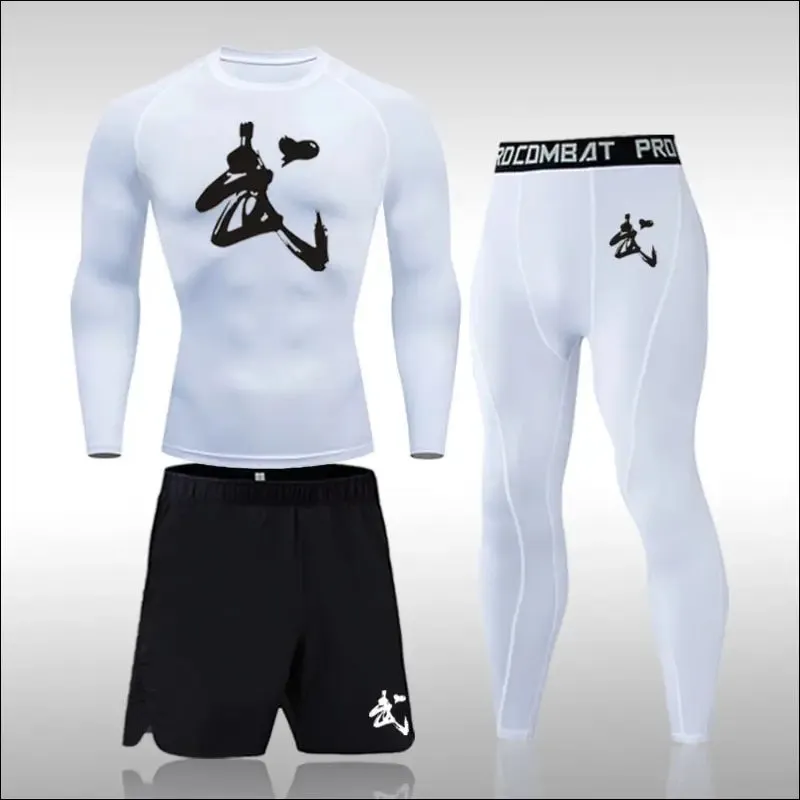 Men running sets compression sports suits skinny tights clothes gym fitness sportswear suits quick