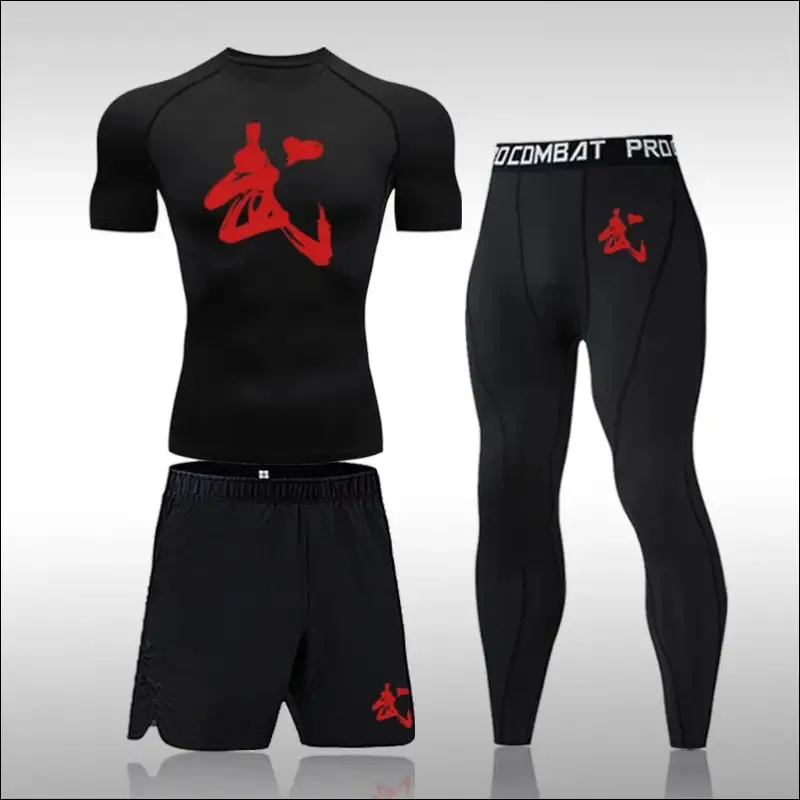 Men running sets compression sports suits skinny tights clothes gym fitness sportswear suits quick