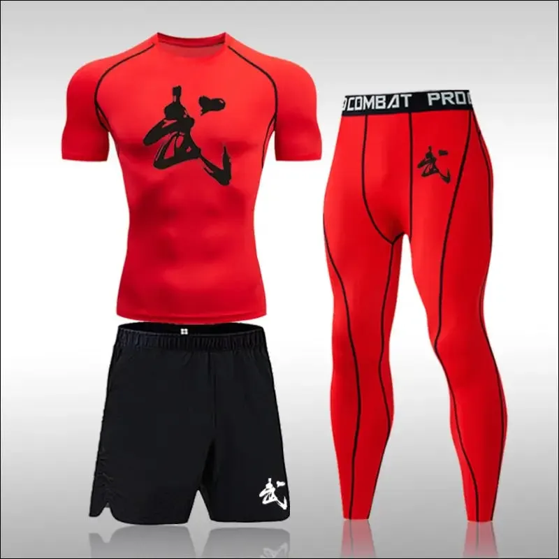 Men running sets compression sports suits skinny tights clothes gym fitness sportswear suits quick