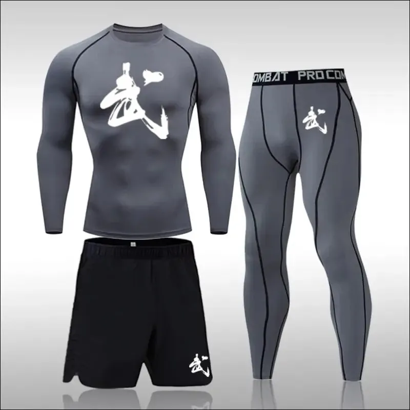 Men running sets compression sports suits skinny tights clothes gym fitness sportswear suits quick