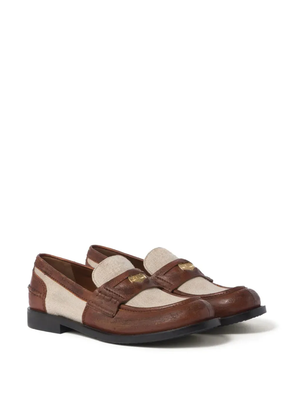 Miu Miu penny-appliqué panelled loafers