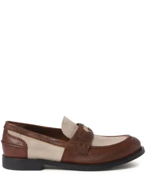 Miu Miu penny-appliqué panelled loafers