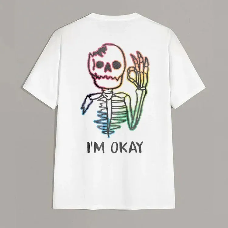 Multicolored Skull Bone I’M OK 2 In 1 GYM PERFORMANCE SHORTS