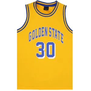New Men's Basketball Jersey Sports T Shirt Tee Vest Tops Gym Chicago Los Angeles, Yellow - Golden State 30, S