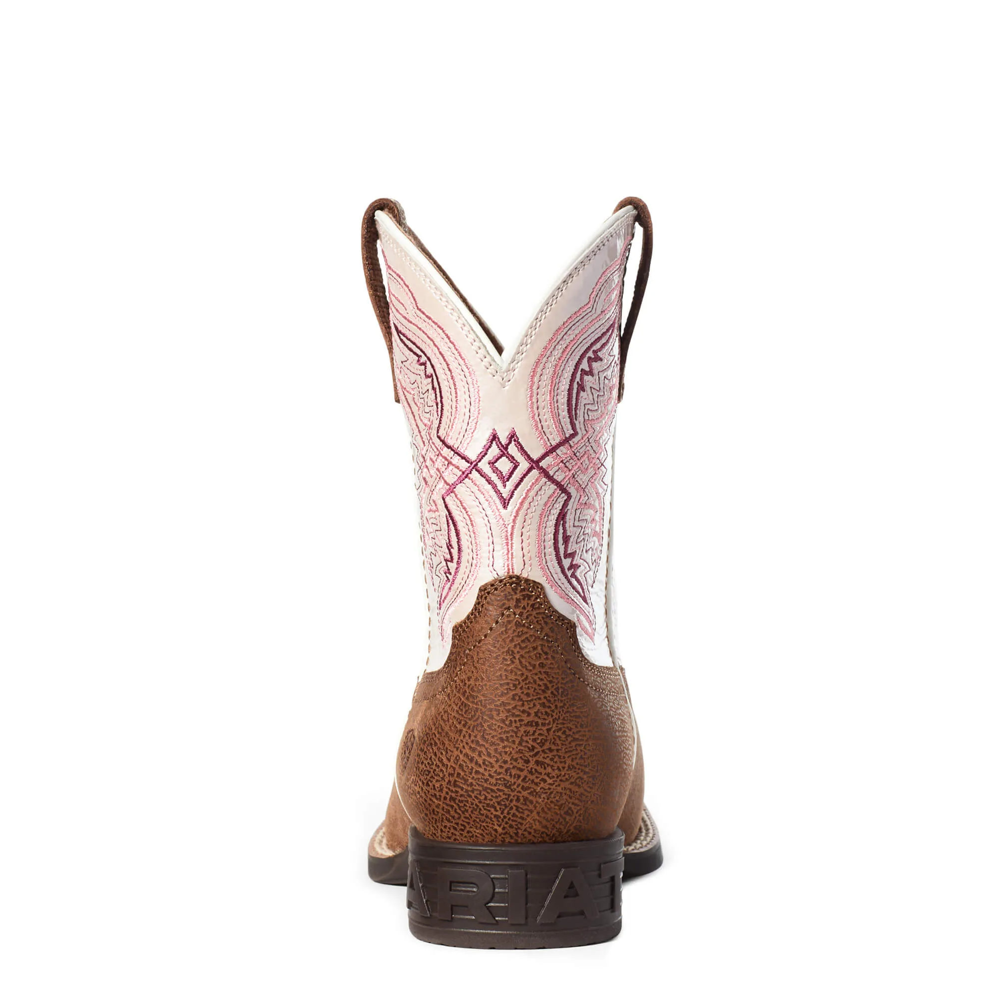 On Sale Ariat Tan Double Kicker Square Toe Boots with Pink Pearl Tops for Kids