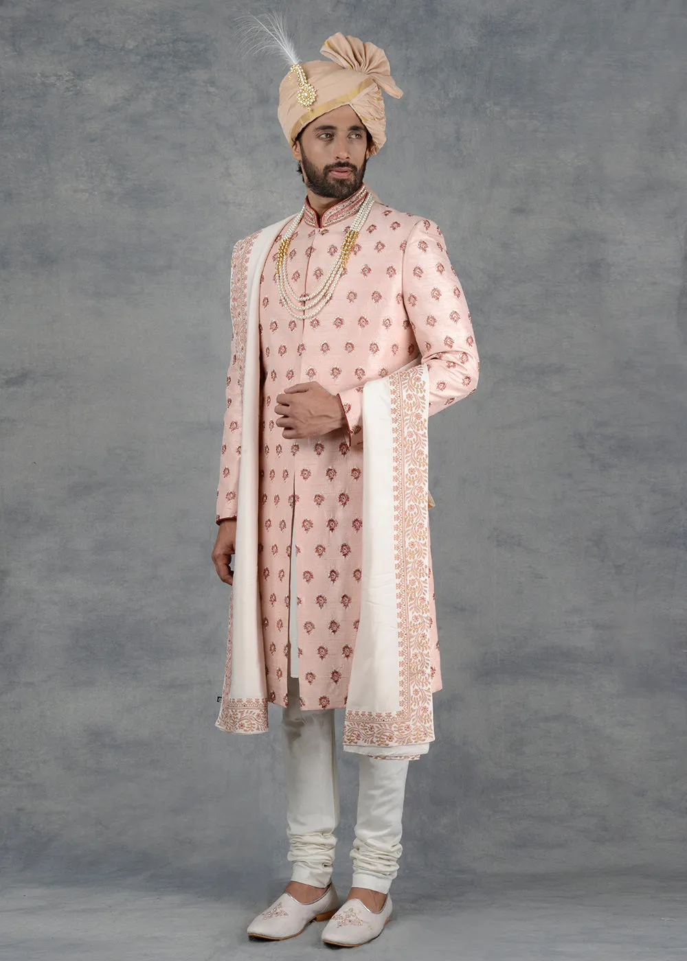Peach Sherwani | Siddhesh Chauhan