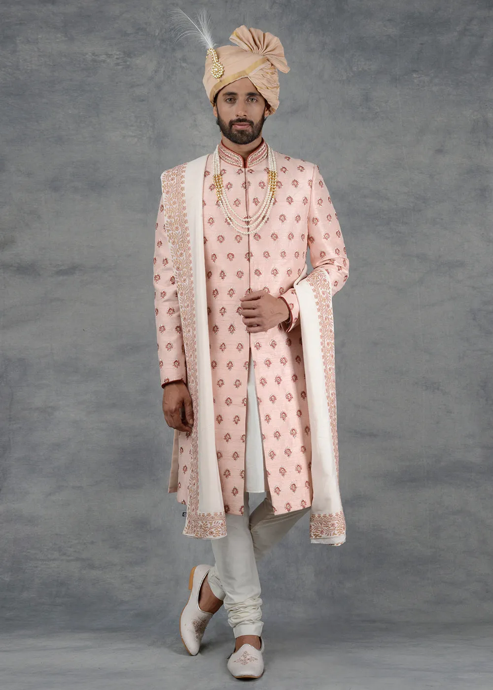 Peach Sherwani | Siddhesh Chauhan