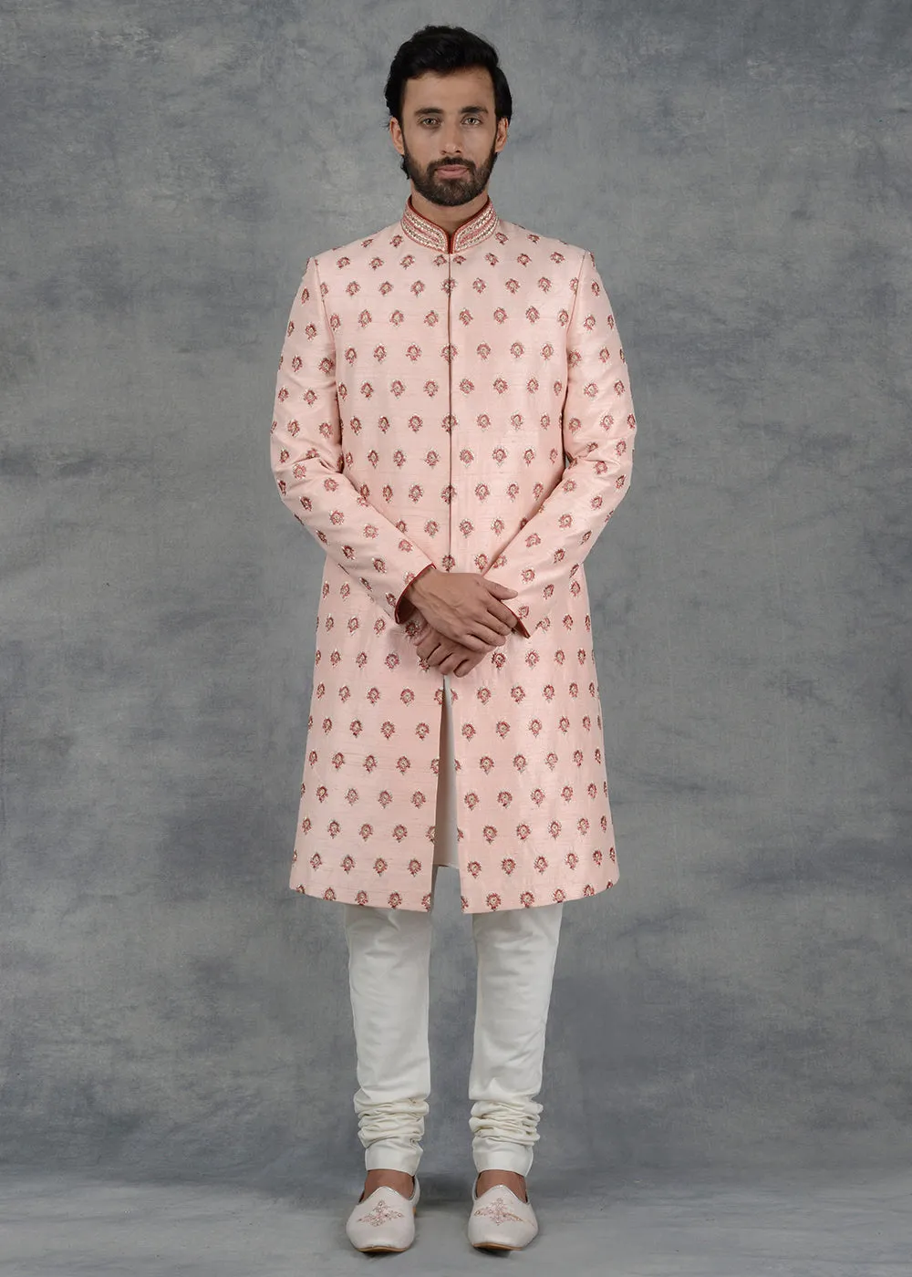 Peach Sherwani | Siddhesh Chauhan