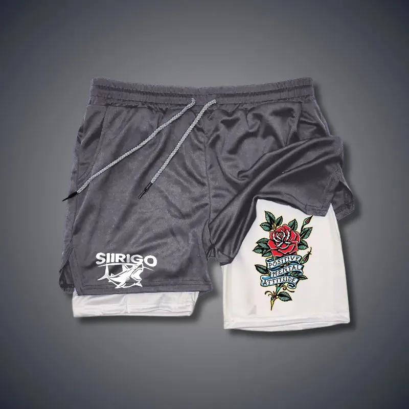 POSITIVE MENTAL ATTITUDE Rose 2 In 1 GYM PERFORMANCE SHORTS