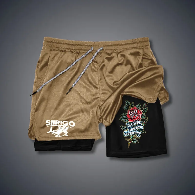 POSITIVE MENTAL ATTITUDE Rose 2 In 1 GYM PERFORMANCE SHORTS