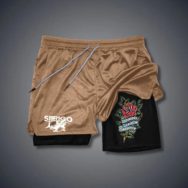 POSITIVE MENTAL ATTITUDE Rose 2 In 1 GYM PERFORMANCE SHORTS