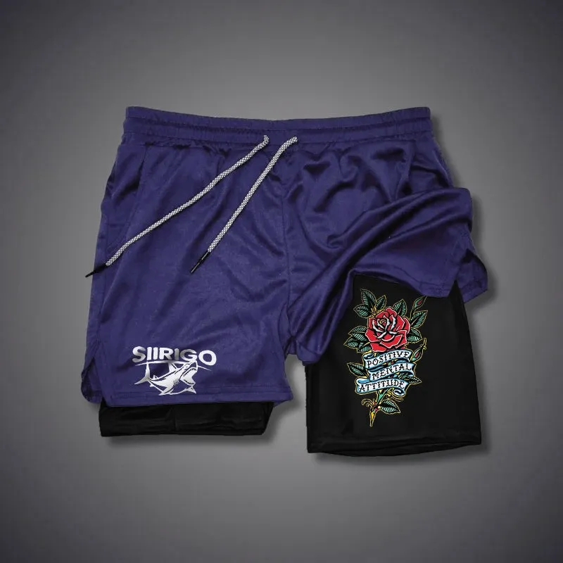 POSITIVE MENTAL ATTITUDE Rose 2 In 1 GYM PERFORMANCE SHORTS