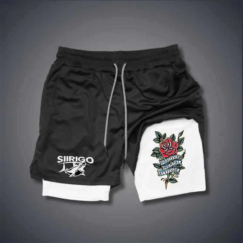 POSITIVE MENTAL ATTITUDE Rose 2 In 1 GYM PERFORMANCE SHORTS