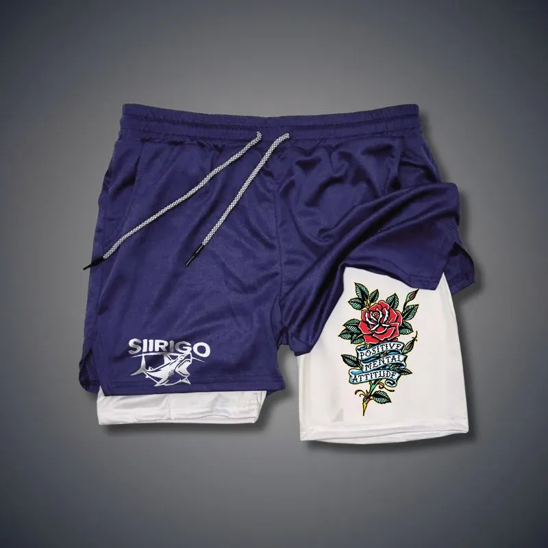 POSITIVE MENTAL ATTITUDE Rose 2 In 1 GYM PERFORMANCE SHORTS