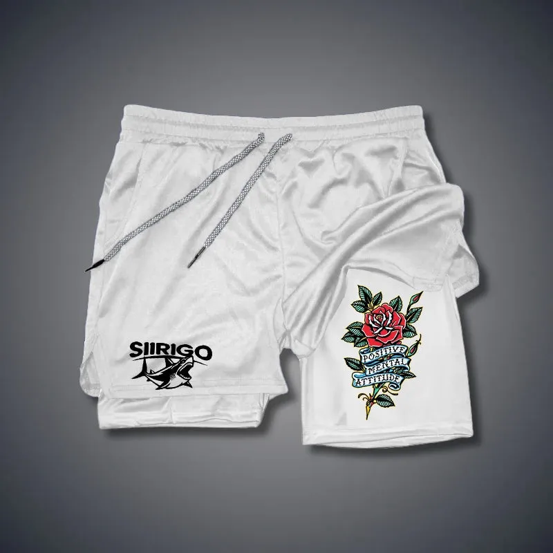 POSITIVE MENTAL ATTITUDE Rose 2 In 1 GYM PERFORMANCE SHORTS
