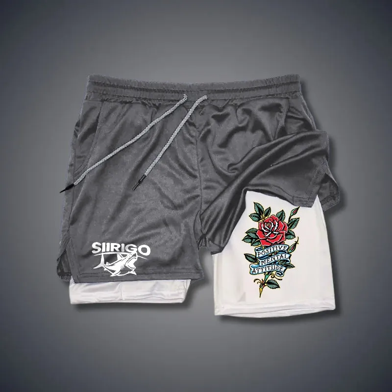 POSITIVE MENTAL ATTITUDE Rose 2 In 1 GYM PERFORMANCE SHORTS