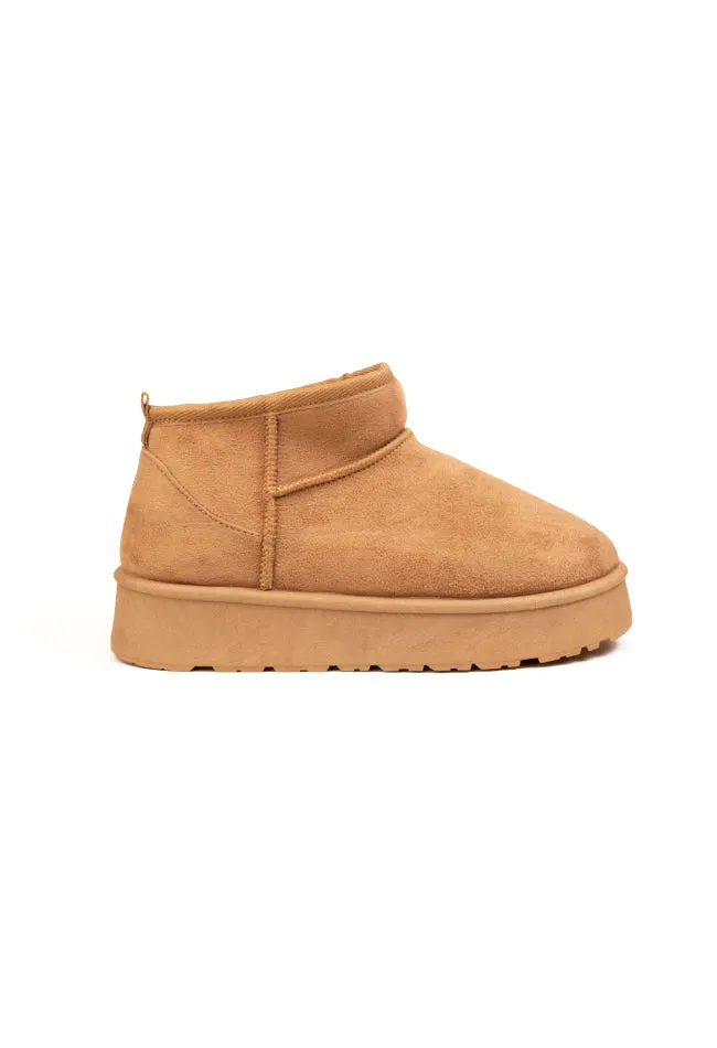 Scarlet Ladies Platform Low Cut Ankle Boot Beige
