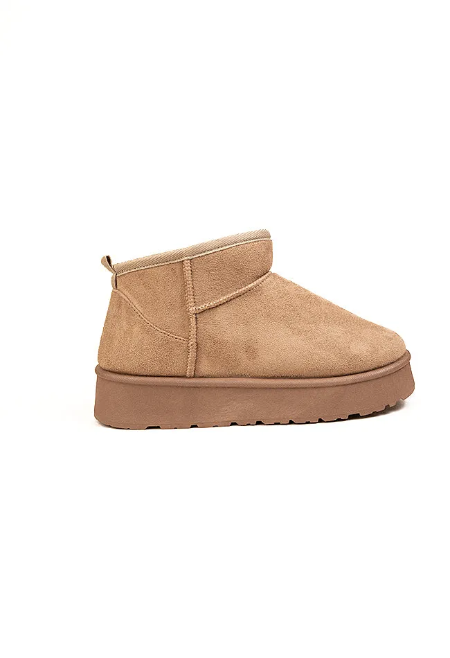 Scarlet Ladies Platform Low Cut Ankle Boot Beige