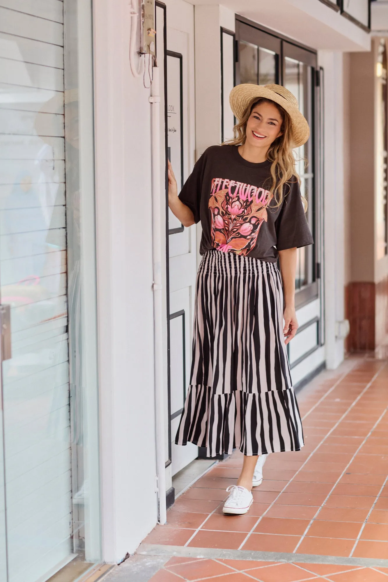 Stella Skirt - Stripe Black