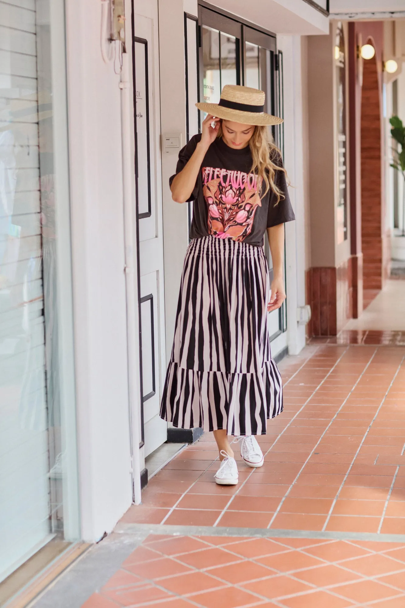 Stella Skirt - Stripe Black