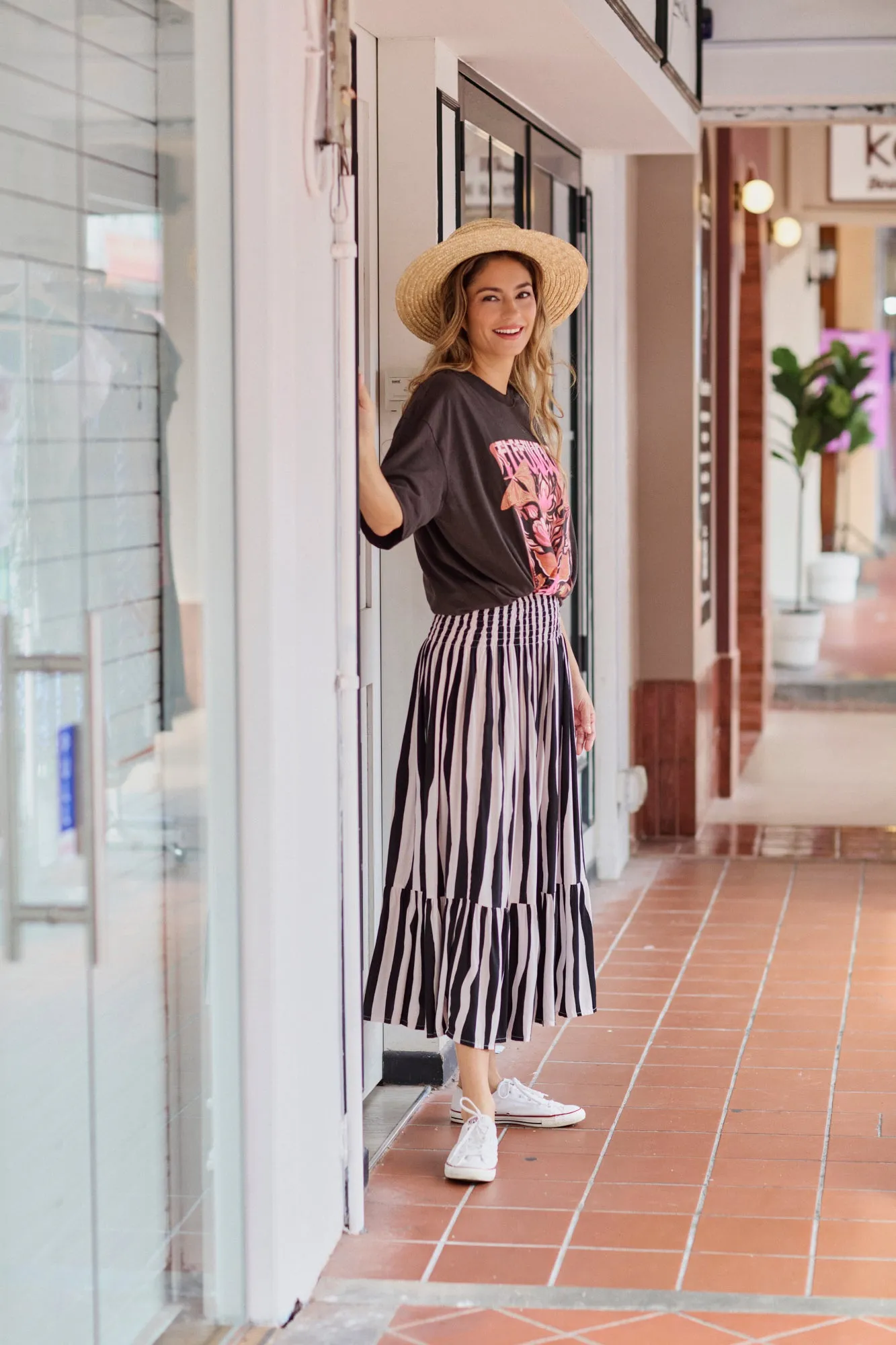 Stella Skirt - Stripe Black