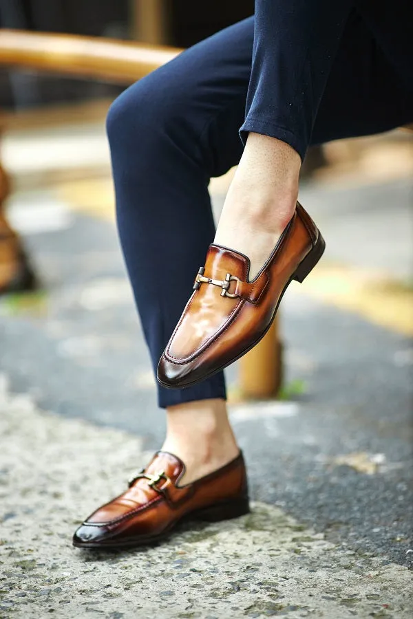 Tan Shaded Hand patina Loafers